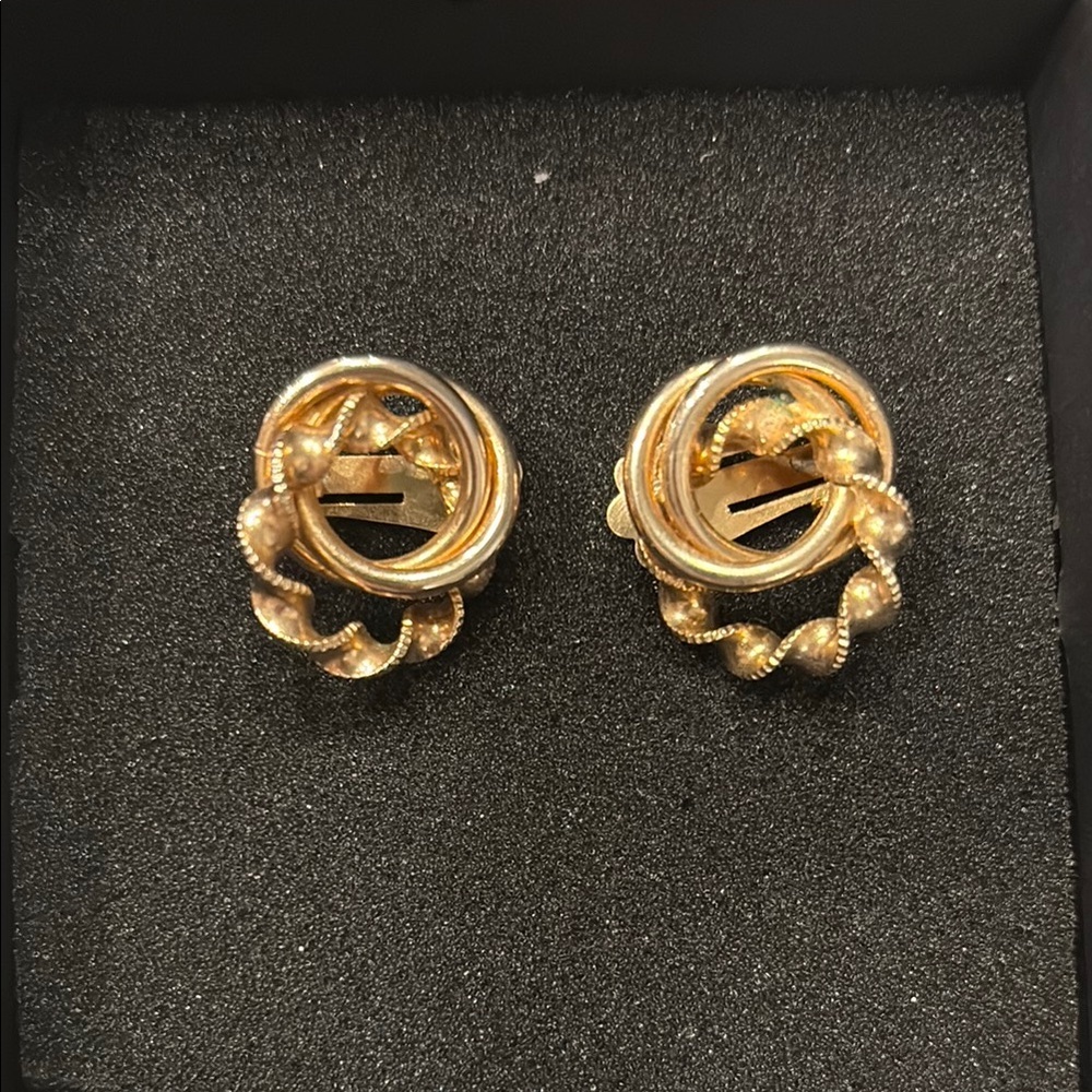 Gold Swirl Textured Clip-On Earrings
